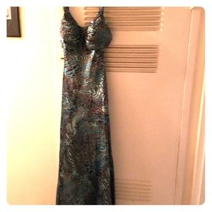 Teal & Chocolate Evening Gown, floor length